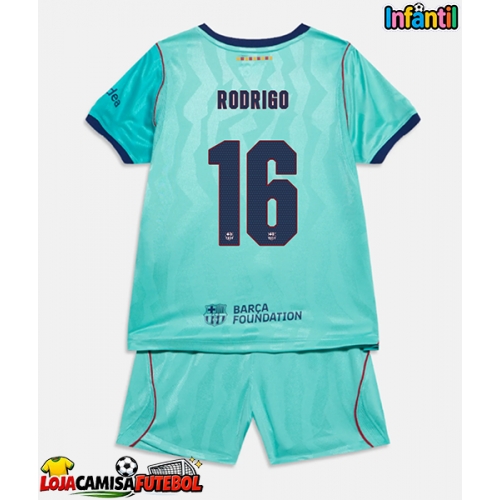 Camisa de Futebol Barcelona Rodri Hernandez #16 Equipamento Alternativo Infantil 2026-27 Manga Curta (+ Calças curtas)